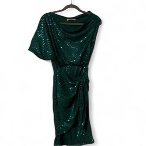 Grace Karin One Shoulder Green Sequin Dress